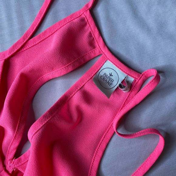 PINK PAPER CRANE CUT OUT CHIFFON TANK TOP - Picture 4 of 6